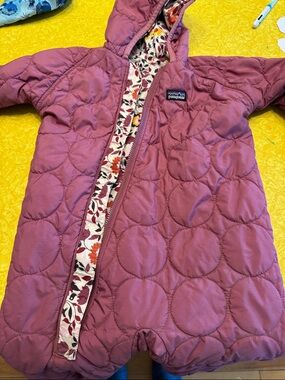 Patagonia Girls Purple Quilted Hooded Puffer Bunting - Reversible!